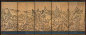 Seven Jeweled Mountain, Shunman, sent på 1800-tallet (blekk og farge på silke) av Korean School