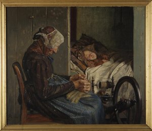 Bestemor med barnebarnet sitt av Kristian Zahrtmann