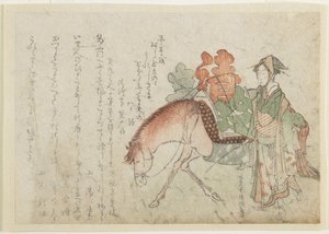 (Woman with a Pack Horse), slutten av 1700-begynnelsen av 1800-tallet av Kubo Shunman