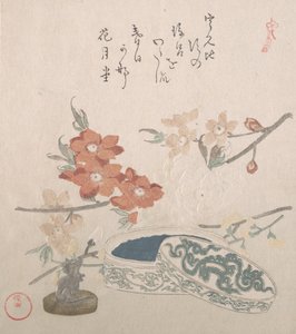 Peach Blossoms, a Seal and a Seal-box, 1800-tallet. av Kubo Shunman
