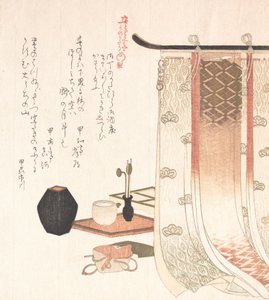 Skjerm og redskaper for røkelsesseremonien, 1800-tallet. av Kubo Shunman