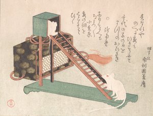 Hvite mus leker, sannsynligvis 1816. av Kubo Shunman