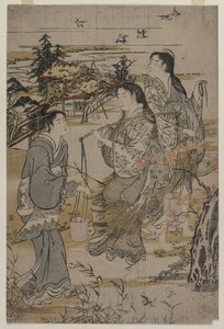 Kvinner med saltspann, Noda Tama-elven i Mutsu-provinsen, sent på 1780-tallet. av Kubo Shunman
