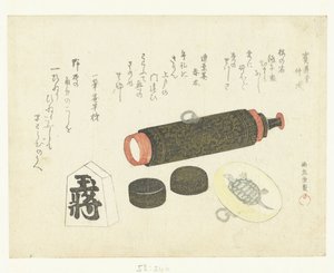 Tes Cope, Netsuke Plan d Calligraphy Pied Back av Kubota Shunman