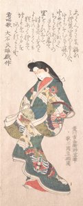 Spring Rain Collection Harusame shu, vol. 1: Courtesan i genroku-stil, sannsynligvis 1810-tallet. av Kuninao