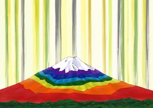 Regnbuefarget Fuji-fjellet i lyset #2, 2023 (digitalt maleri)