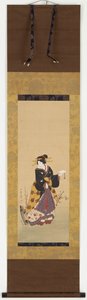 En Oiran som står ved et plommetre av Kuniyuki Utagawa