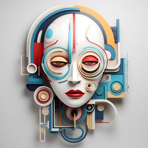 En 3D-skulptur av et vakkert menneskeansikt 1