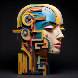 En 3D-skulptur av et vakkert menneskeansikt 3