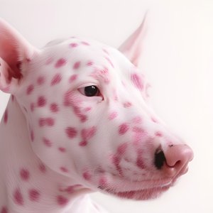 Fascinerende nærbilde av griserosa på hvitt dalmatiske dyreflekker i moirémønster 1