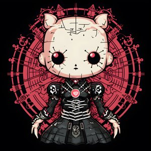 Hello Kitty als Pinhead skjortedesign 3