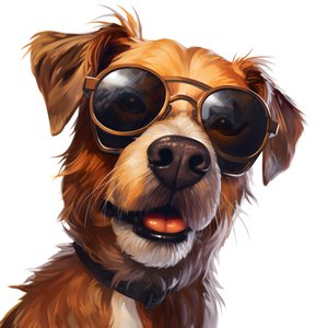 Hund, tegneserie, solbriller 3