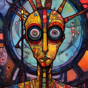 Carnival Cajun sump mutant sci-fi droid, kunstnerisk stil av Tim Burton og Beksinski 4