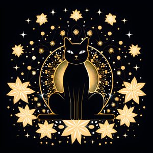 Katt i meditasjon sitter på en lotusblomst 2