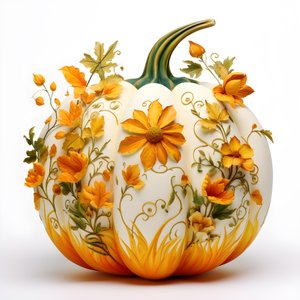 Gresskar som blomster vokser fra 4