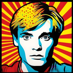 Pop Art-portrett, halvkropp, Fargerik, grafisk, Morgen, i stil med Andy Warhol, Roy Lichtenstein, Robert Rauschenberg, Jasper Johns, Keith Haring 2