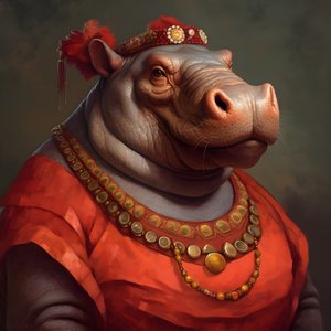 Portrett av en gammel republikansk kvinnelig flodhest 2