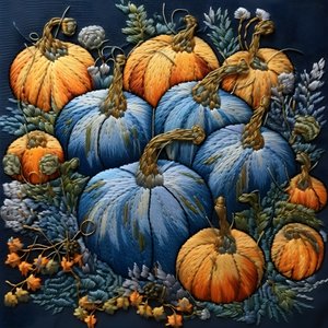 Stickereikuerbisse i Blautoenen 3