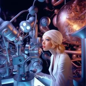 Superoppløsningselektronmikroskop skudd av kvinne i kunstnerisk stil av David LaChapelle 3
