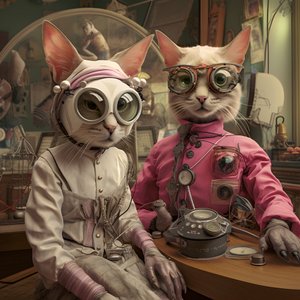 To antropomorfe katter, tomcat og katt, Kubrickian Synthetic 1