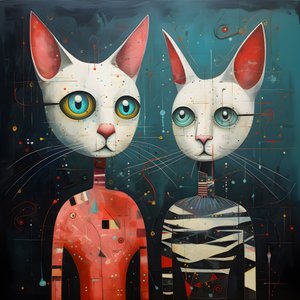To antropomorfe katter, tomcat og katt, Kubrickian Synthetic 3