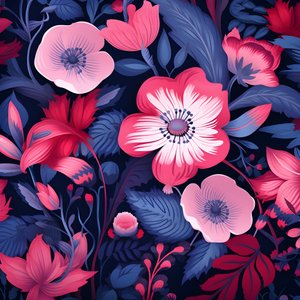 en bukett blomster i rosa og blått 3