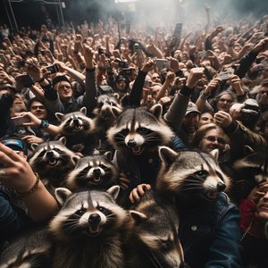en horde med vaskebjørn på et rockeshow 2