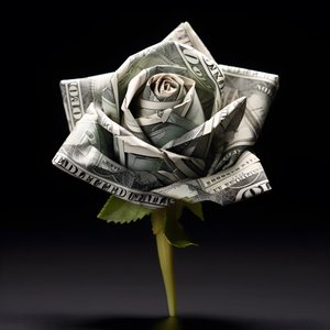 en rose laget av 100 dollarsedler som er elektriske 2