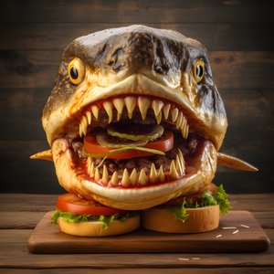 stor haihode cheeseburger med biff på trebrett 4