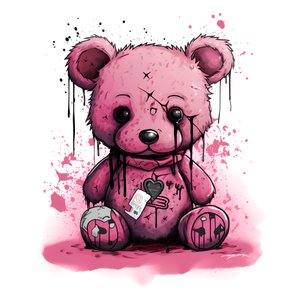 rosa unisex bamse med brun tatovering i pannen 2