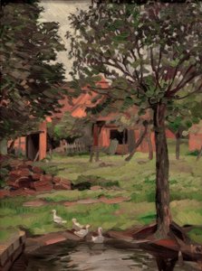 Husmannsplass med gjess av Kurt Schwitters