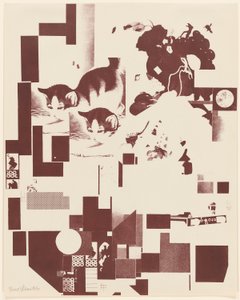 Uten tittel, nr. 5 av 6 fra porteføljen Merz 3. Kurt Schwitters 6 litografier. Merz mappe. Første portefølje av Merz forlag (Merz 3. Kurt Schwitters 6 lithos. Merz Portfolio. First Portfolio of the Merz Publisher) av Kurt Schwitters