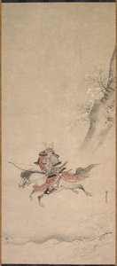 En samurai til hest, 1600-tallet. av Kusumi Morikage