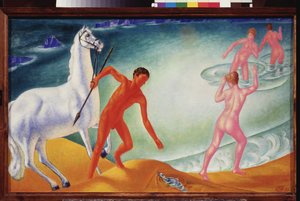 Tørst kriger. Maleri av Kuzma Sergeyevich Petrov Vodkin (Petrov-Vodkin) (Kouzma Petrov Vodkin) (Petrov-Vodkin) (1878-1939), olje på lerret av Kuzma Sergeevich Petrov Vodkin