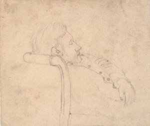 Sovende mann på en sofa. Halvfigur av Laurits Andersen Ring