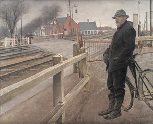 Venter på toget. Planovergang ved Roskilde motorvei av Laurits Andersen Ring