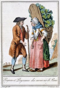 Bonde og bonde i Paris - i "" Encyclopedia of Travels"" av J. Grasset St Sauveur, Deron, Paris av L.F. Labrousse