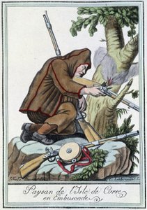 Bonde fra Isle of Corsica i bakhold - i "" Encyclopedia of Travels"" av J. Grasset St Sauveur, Deron, Paris