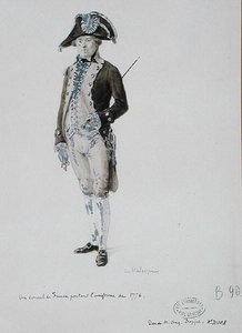 En konsul av Frankrike iført uniformen fra 1776 (penn og vask på papir)