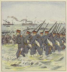 Landing av det japanske infanteriet ved Pi-Tse-Ouo av L. Malespine
