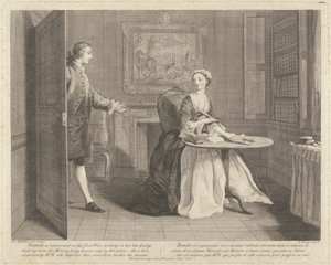 Pamela er representert i dette første stykket, og skriver i hennes avdøde dames garderobe, og historien hennes er bare kjent av bokstavene hennes. Hun er her overrasket av Mr. B. som forbedrer denne anledningen for å fremme designene sine