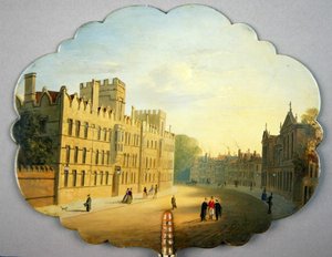 Viktoriansk skjerm, med en scene fra Oxford High Street og Queen