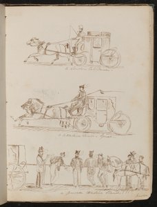 Studier av "en drosjesjåfør i London", "en Cittadine-sjåfør - Genova" og "en genovesisk Cittadine-stand", datert "26/61 juni" av Lady Butler