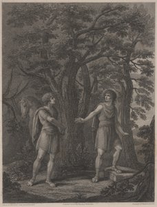 Illustrasjon fra "Palamon and Arcite", trykk laget av Francesco Bartolozzi 1797 (stippgravering) av Lady Diana (after) Beauclerk