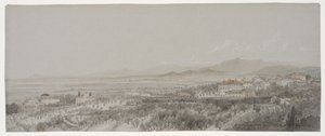 Utsikt over Villa Pescatore fra Villa Muti, Piombino av Lady Elizabeth Susan Percy