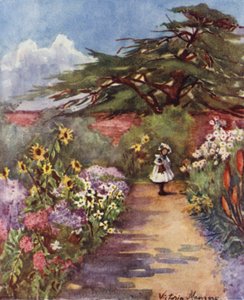 Old English Garden, Brockwell Park (farge litho)
