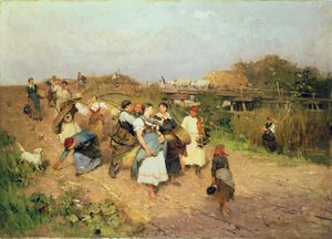 Høstmaskiner på vei hjem, 1881 av Lajos Deak Ebner