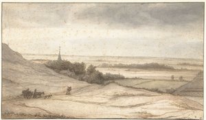 Utsikt fra sanddynene i landsbyen Schoorl av Lambert Doomer