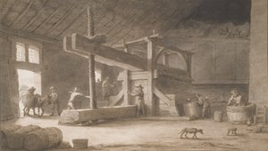 Vinpresse av Monsieur Dittyl, utenfor Nantes, ca. 1670 (penn og blekk med vask på papir)