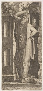 St. Philip, stående med venstre hånd på hoften og høyre hånd hvilende på hans he..., 1545.
